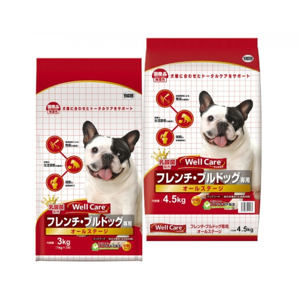 Well Care French Bulldog Dry Dog Food 1kg x 3 packs