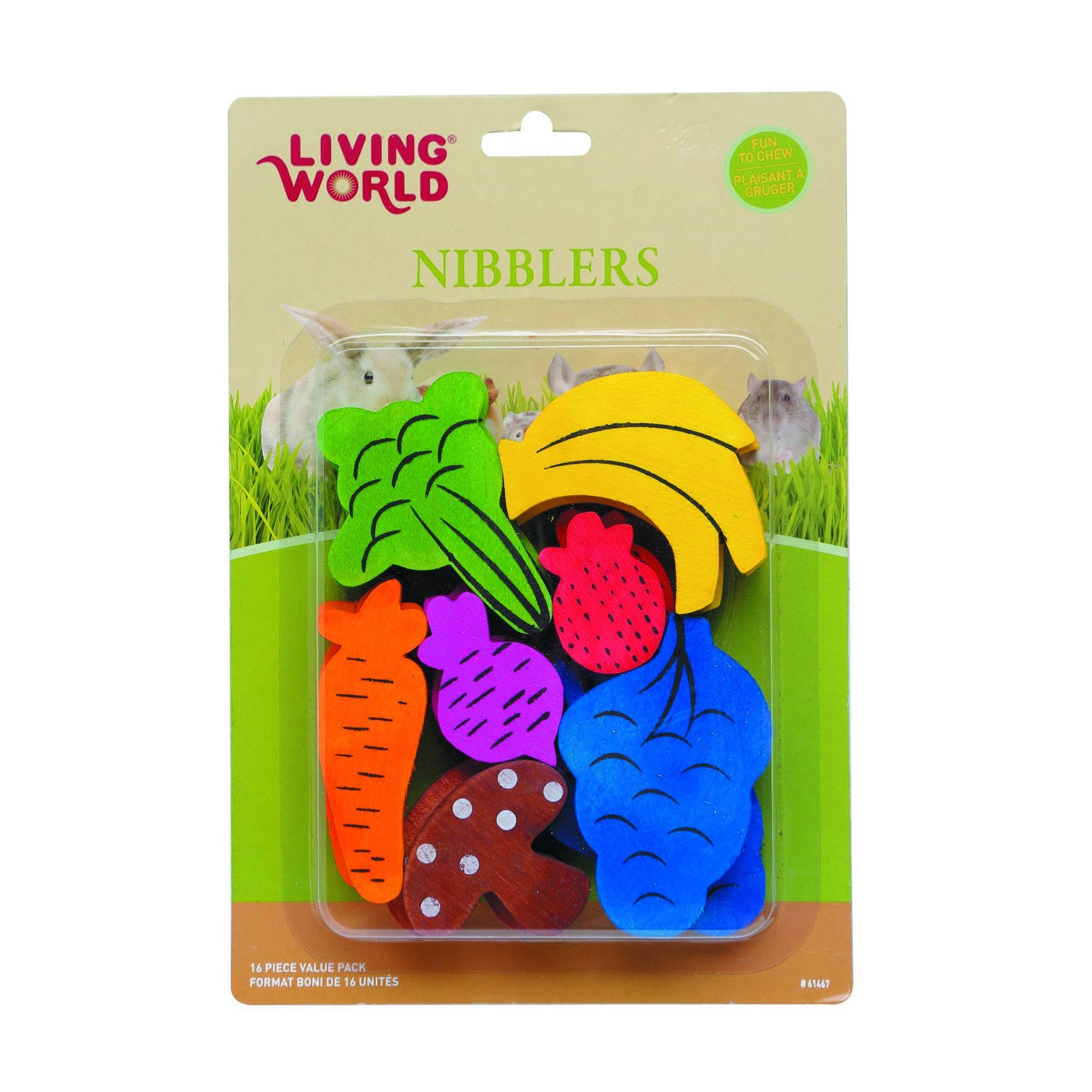 Living World Nibblers Wood Chews Fruit Veggie Mix 14pc (61467)