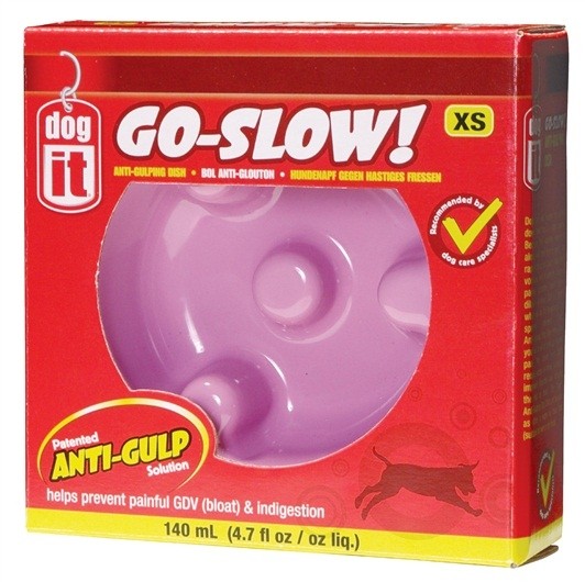 Dogit Go Slow Anti-Gulping Dog Dish, Pink, XSmall 140ml (73701)