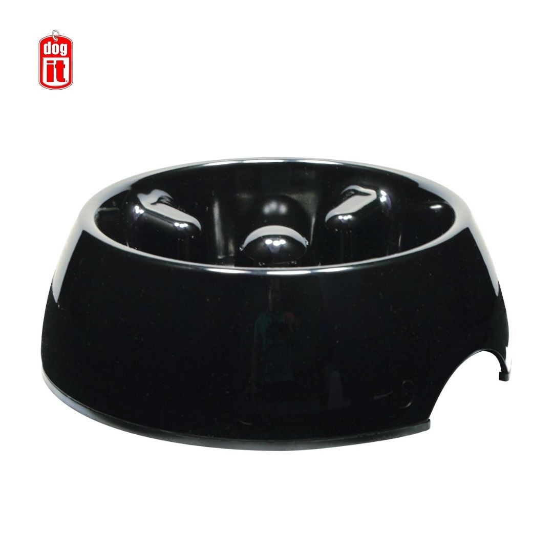 Dogit Go Slow Anti-Gulping Dog Dish Black, Large 1.2L (73732)