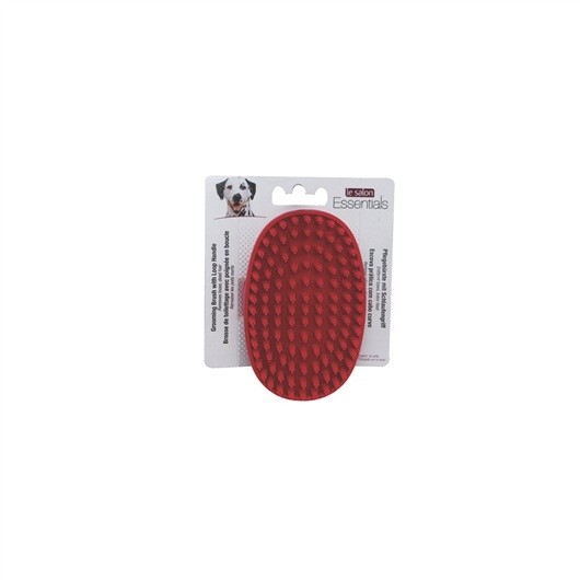 Le Salon Essentials Dog Rubber Grooming Brush with Loop Handle, Red (91248)