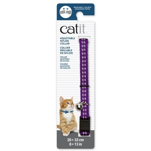 Catit Adjustable Breakaway Nylon Collar Reflective Purple 20-33cm (55182)
