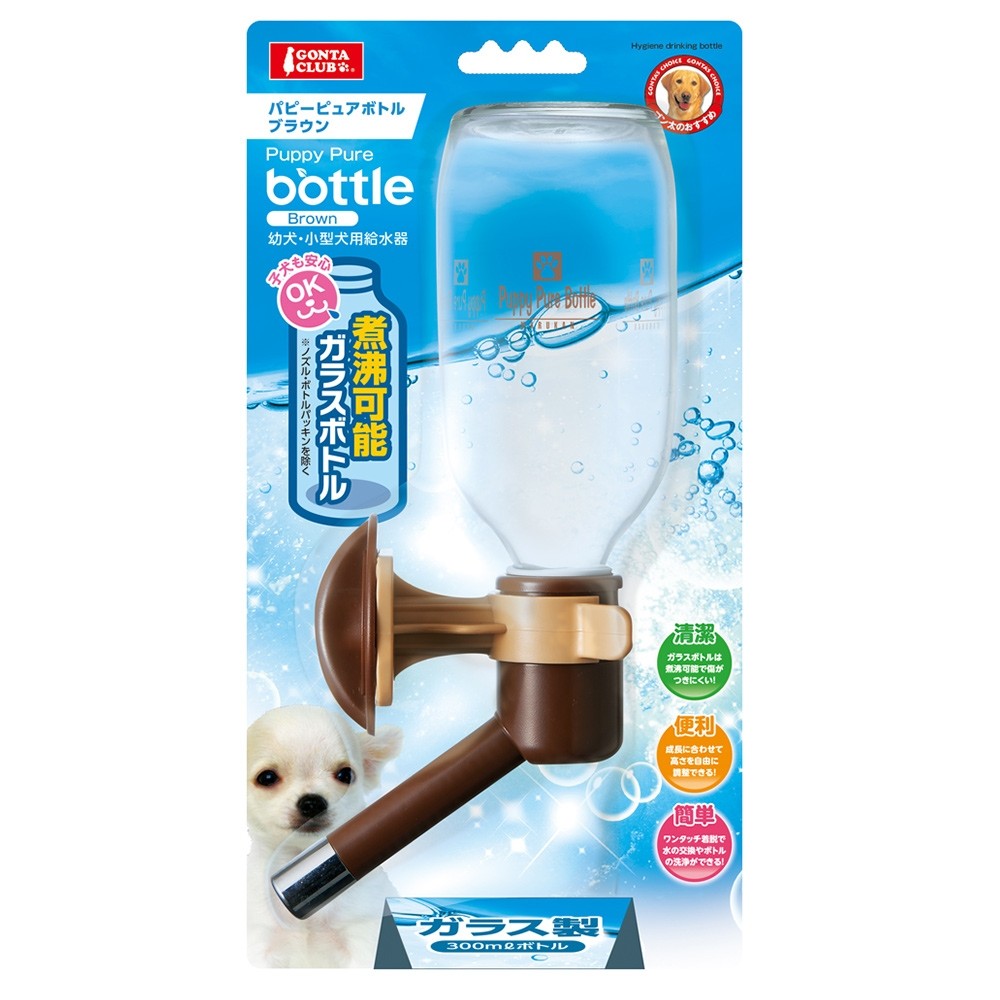 Marukan Puppy Pure Glass Bottle, Brown 300ml (DA082)