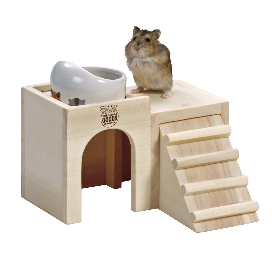 Marukan Wooden House Dish Table for Dwarf Hamster (HT34)