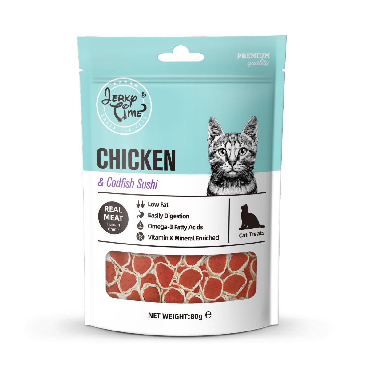 Jerky Time Chicken Jerky with Codfish Sushi for Cat 80g (JT811107)