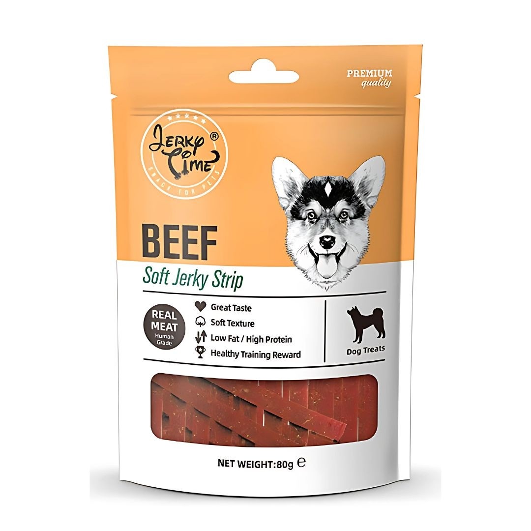 Jerky Time Soft Beef Jerky Strip for Dogs 80g (JT830177) NEW