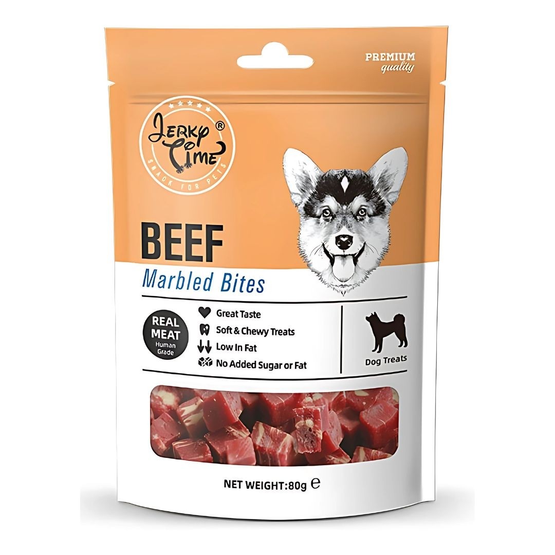Jerky Time Beef Marbled Bites for Dogs 80g (JT830245) NEW