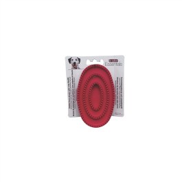Le Salon Essentials Dog Rubber Curry Brush with Loop Handle, Red (91246)
