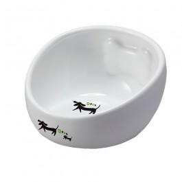 Marukan Bone Shape Ceramic Bowl Small for Dog  (DP653)